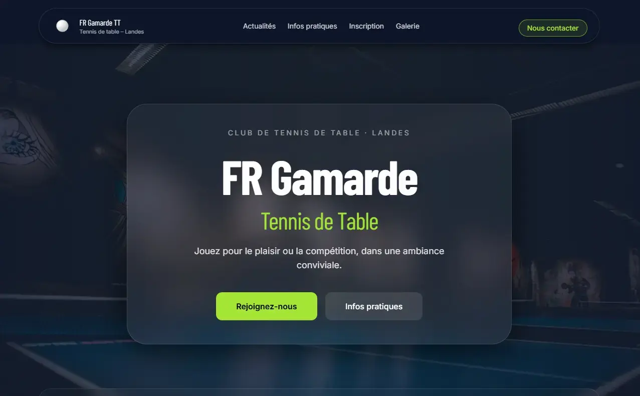 Aperçu du site FR Gamarde Tennis de Table